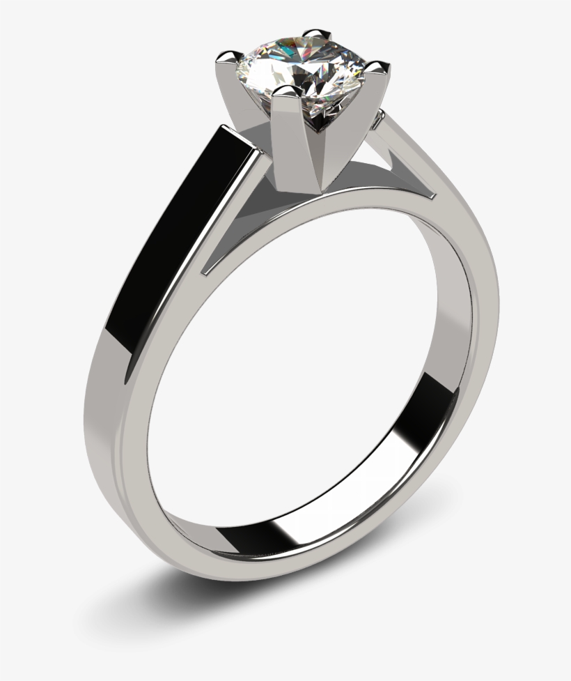 K White Gold Flat Edge Solitaire - Solitaire Diamond Rings Claw Settings, transparent png