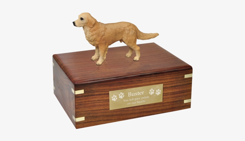 Golden Retriever Figurine Wood Urn With Engraved Plaque - Pug Urn, transparent png