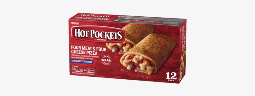 Four Meat Four Cheese Pizza 12 Pack Garlic Ery Seasoned - Hot Pockets, transparent png