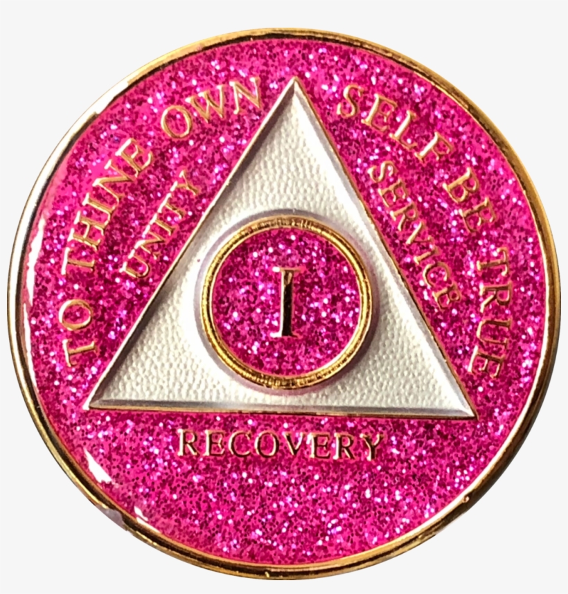 Aa Medallion Pink Glitter Tri-plate Sobriety Chip Year - Sobriety Coin, transparent png