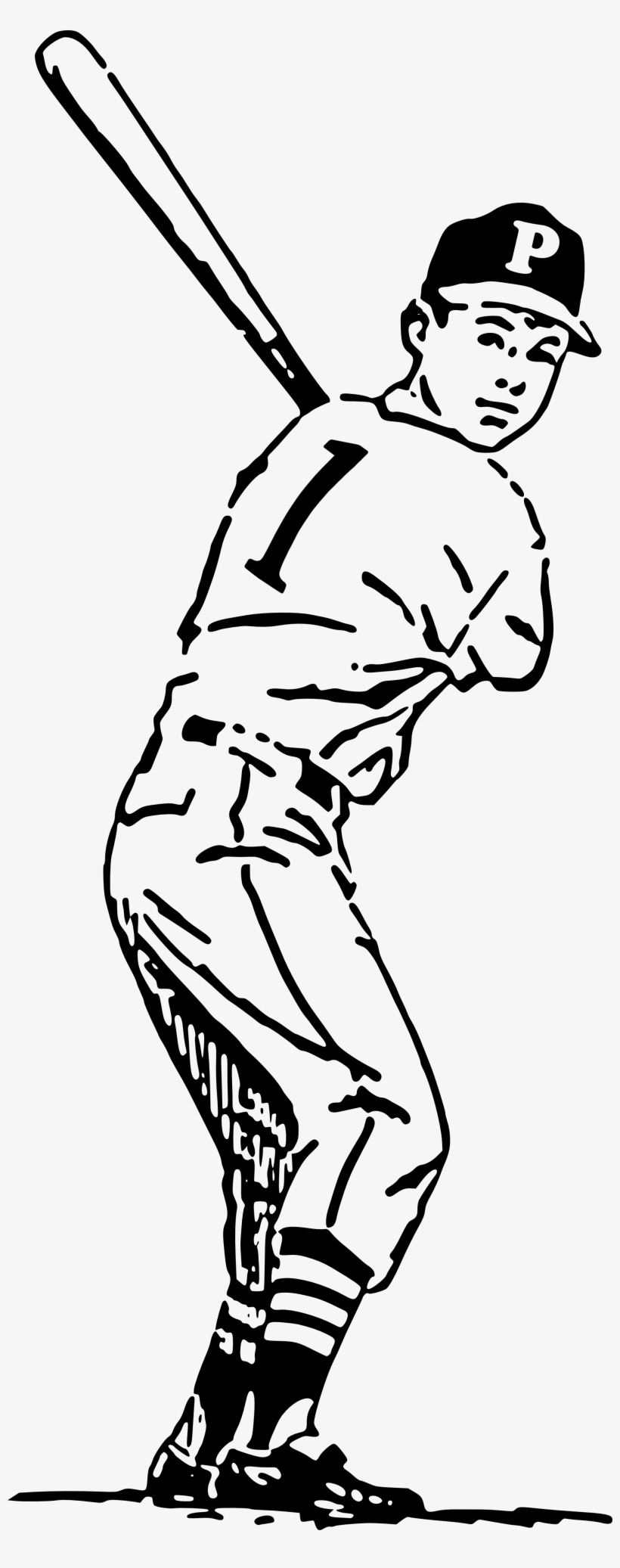 Clip Stock Baseball Player Batter Swinging Home Run - Baseball Sports Black And White Art, transparent png