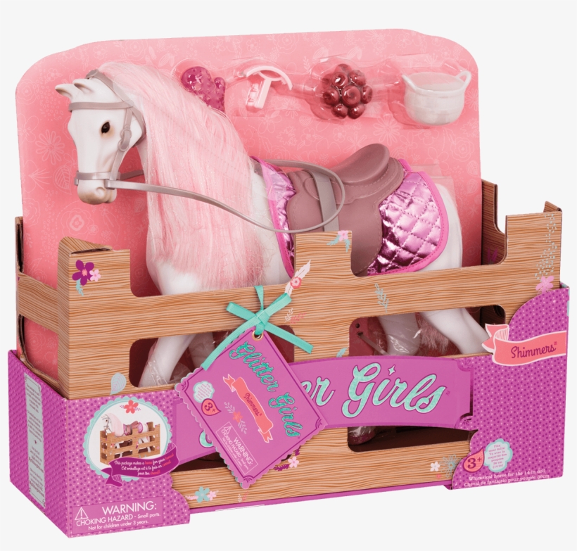 Shimmers 14-inch Horse White Pink Glitter Equestrian - Toy, transparent png