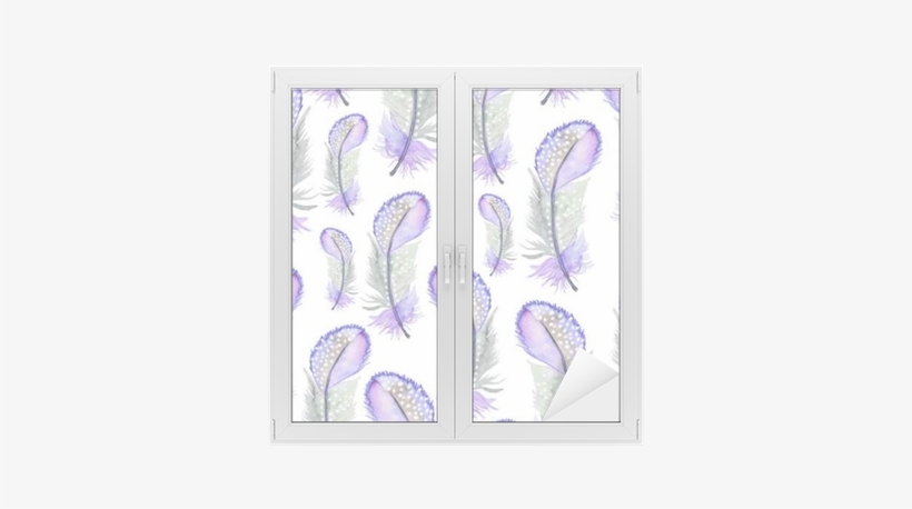 Watercolor Pattern With Feathers Window & Glass Sticker - Watercolor Painting, transparent png