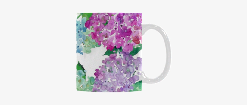 Watercolor Hydrangea White Mug - Hydrangea, transparent png
