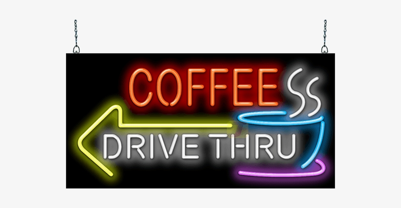 Coffee Drive Thru With Left Arrow Neon Sign - Arrow, transparent png