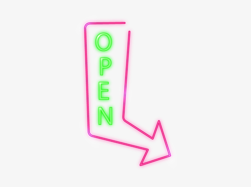 Open Arrow Neon Sign - Neon Sign, transparent png
