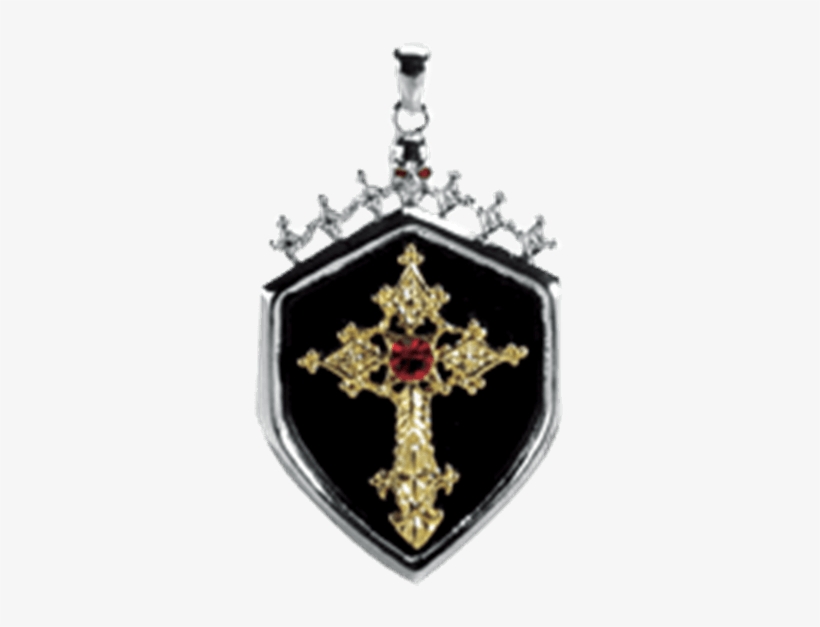 Golden Cross Shield Pendant - Locket, transparent png
