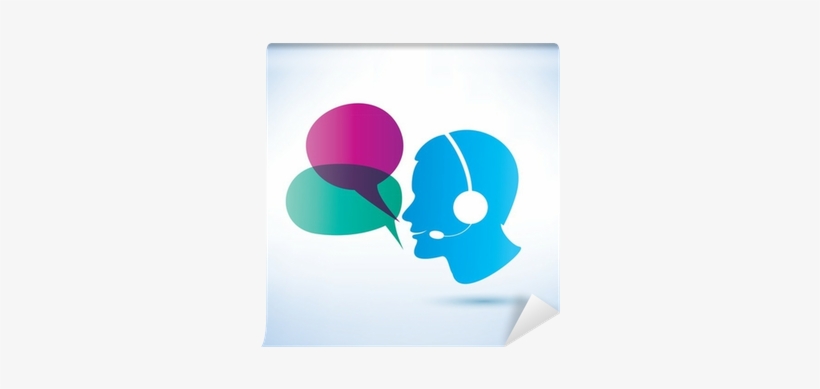 Smiling Man With Headphones And Speech Bubbles Wall - Graphic Design, transparent png