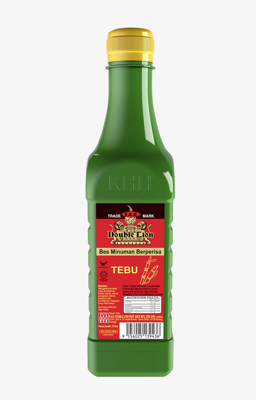 Double Lion Flavoured Concentrate Sugar Cane - Glass Bottle, transparent png