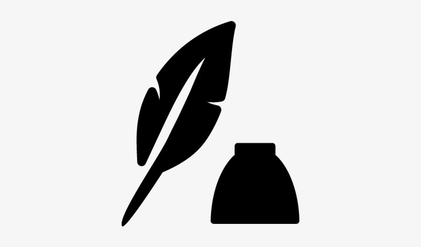 Feather And Ink Bottle Vector - Pluma Y Bote De Tinta, transparent png