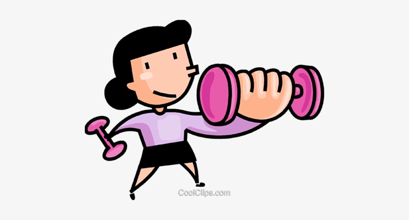 Girl Lifting Weights Royalty Free Vector Clip Art Illustration - Girls Lifting Weights Clipart, transparent png