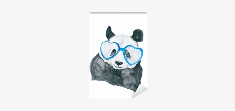 Panda With Glasses - Watercolor Painting, transparent png