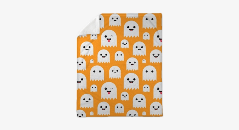 Funny Cute Orange Halloween Ghost Seamless Pattern - Wallpaper, transparent png
