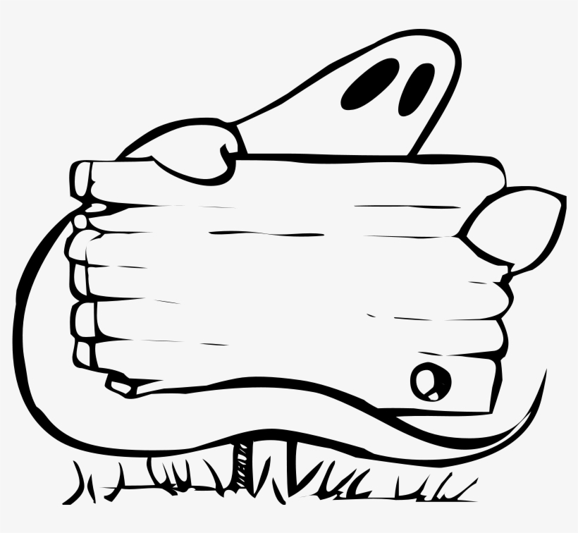 Cute Ghost Clipart - Ghost With Sign, transparent png