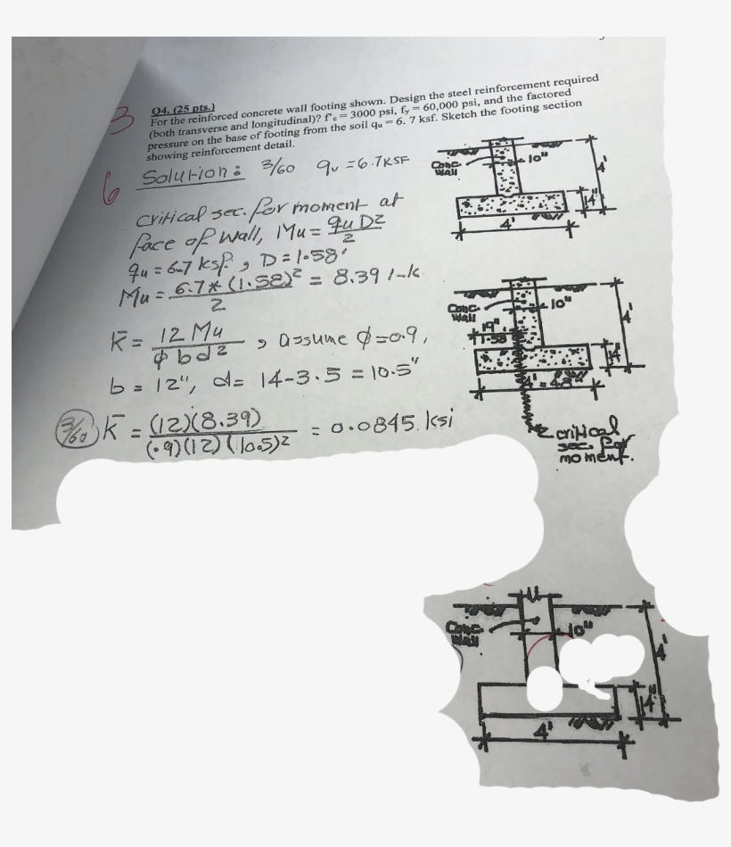 For The Reinforced Concrete Wall Footing Shown - Reinforced Concrete, transparent png