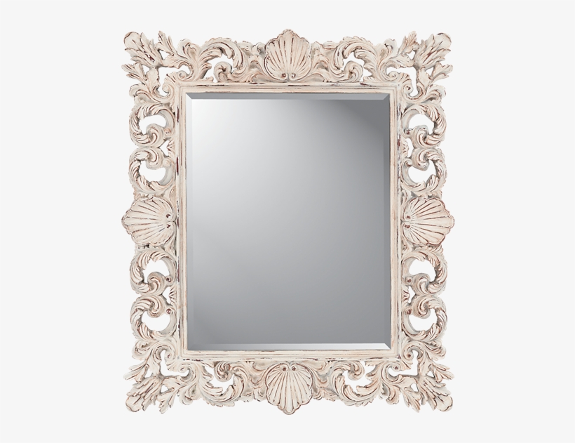 Aged White Shell Mirror - Mirror, transparent png