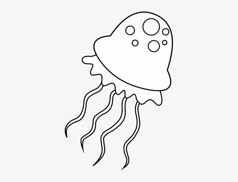 Cute Jellyfish Drawing At Getdrawings - Jelly Fish Black And White Clipart, transparent png
