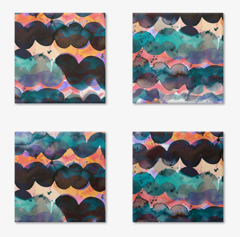 Magneto Abstract Waves Marine Watercolor - Patchwork, transparent png