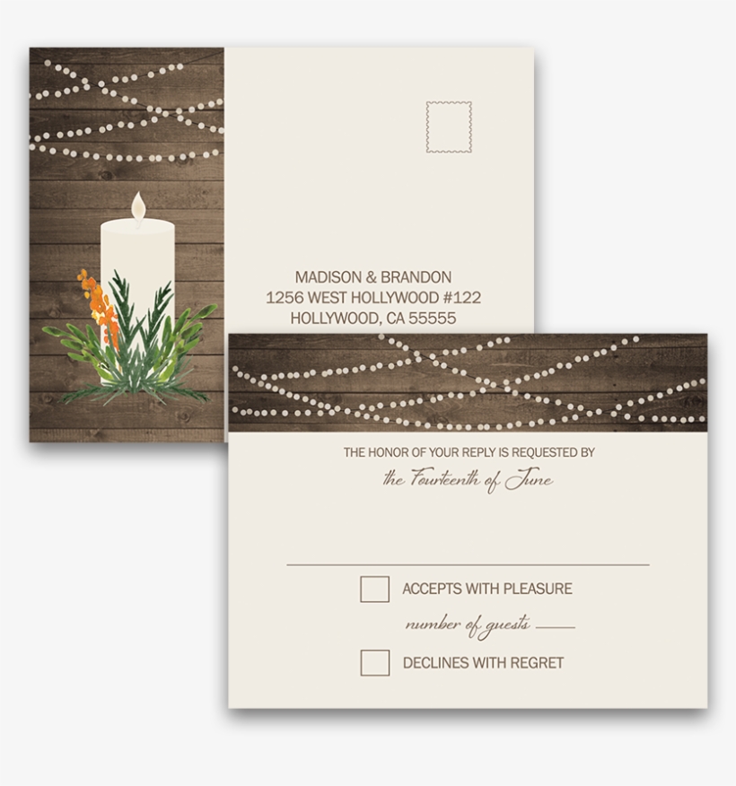 Rustic Greenery Wedding Rsvp Postcard - Wedding, transparent png