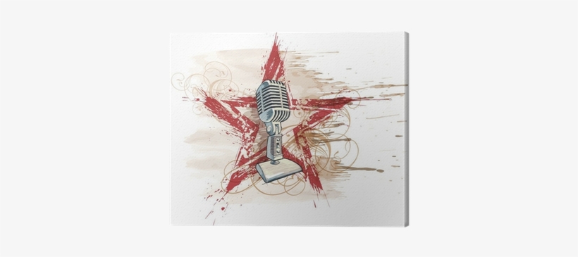 Microphone, Grunge Watercolor Star & Floral Ornament - Hmwr Music Tapestry Wall Hanging Art Music Ornamental, transparent png
