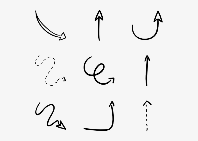 Hand Drawn Arrow Clipart Free - Arrow Transparent Calligraphy, transparent png