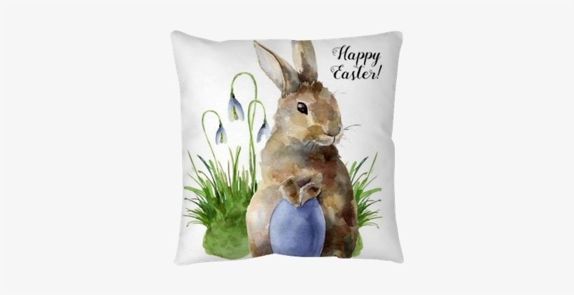Watercolor Easter Card With Bunny, Snowdrops And Colored - Kartki Wielkanocne Ręcznie Malowane, transparent png