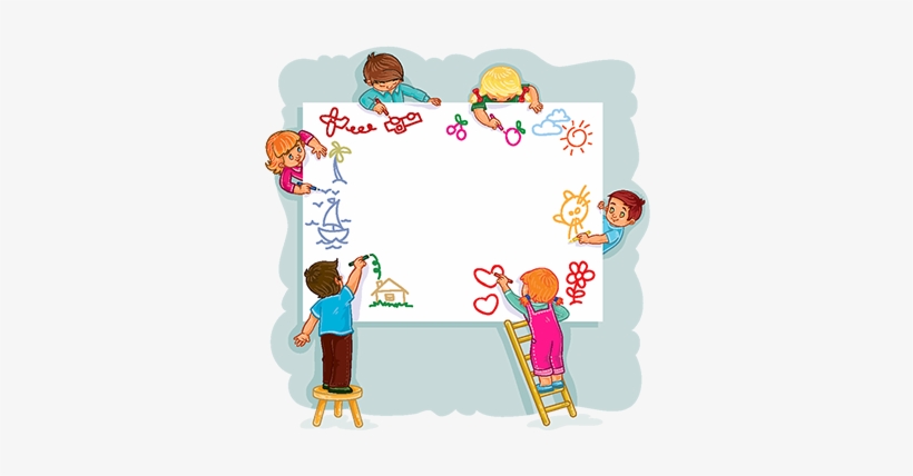 Happy Children Together Draw On A Large Sheet Of Paper, - متن خوش آمد گویی پیش دبستانی, transparent png