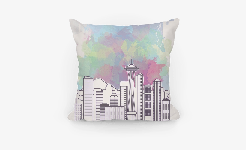 Seattle Graphic Watercolor Cityscape Pillow - Seattle Graphic Watercolor Cityscape Iphone Case: Funny, transparent png