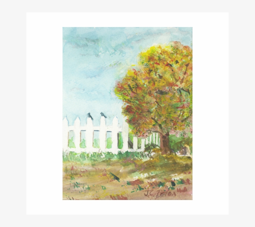 Autumn Tree With Birds Watercolor Print On Canvas Gallery - Autumn Card Playing, transparent png
