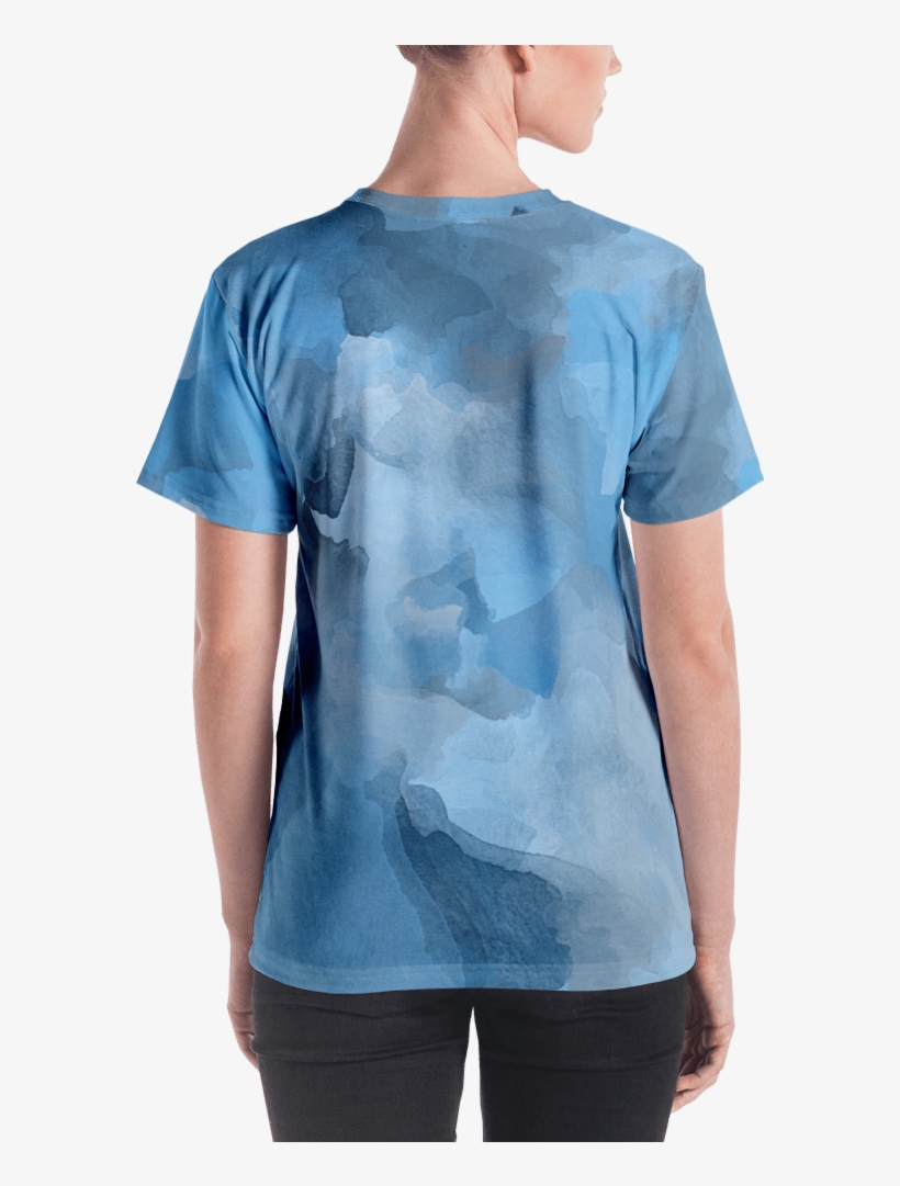 Steel Blue Watercolor Women's T Shirt T Shirt Zazuze - T-shirt, transparent png