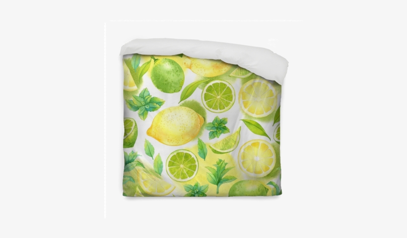 Seamless Pattern With Watercolor Lime, Lemon And Mint - Citrus Pattern By Achtung - Customized Wallpaper Patterns, transparent png