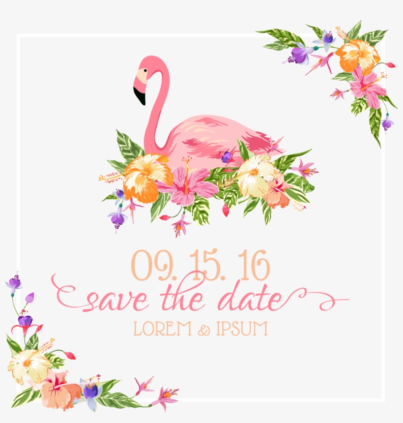 Flamingo Wedding Invitation Euclidean Vector Illustration - Save The Date Flamingo, transparent png
