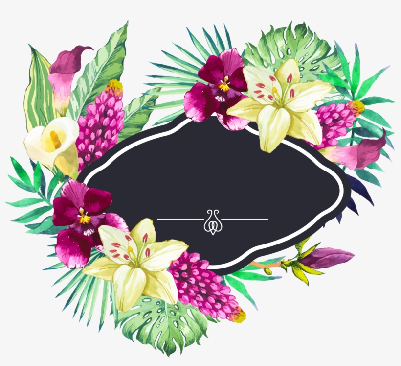 Hand Painted Watercolor Beautiful Flower Borders Vector - Flower Borders, transparent png