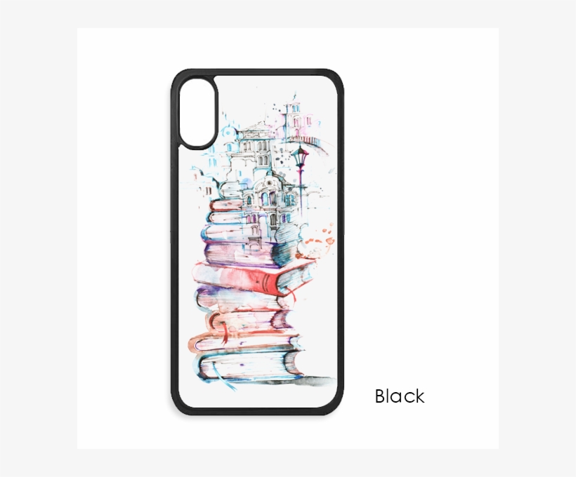 Books Building Street Watercolor For Iphone X Cases - Mobile Phone Case, transparent png