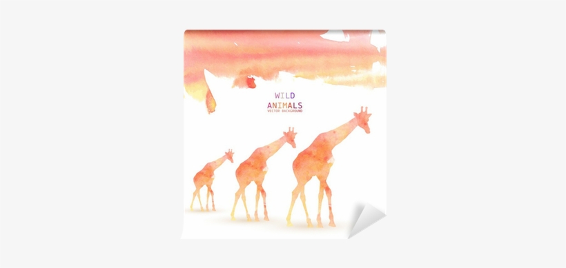 Giraffe Animal Watercolor Background Wall Mural • Pixers® - Stock Illustration, transparent png