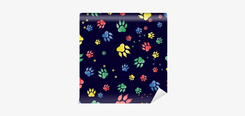 Seamless Pattern Of Dog Paw Marks - Fondo Oscuro Con Huellas De Perro, transparent png