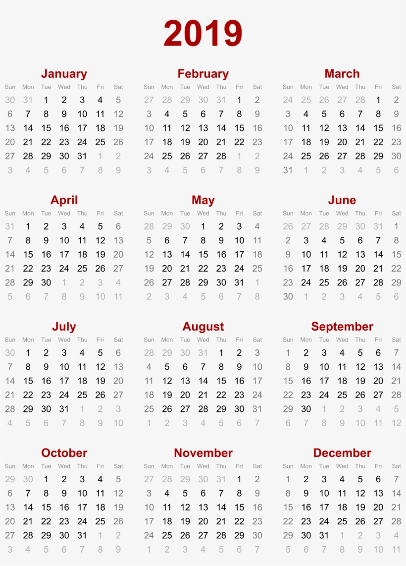 This Free Icons Png Design Of 2019 Calendar, transparent png