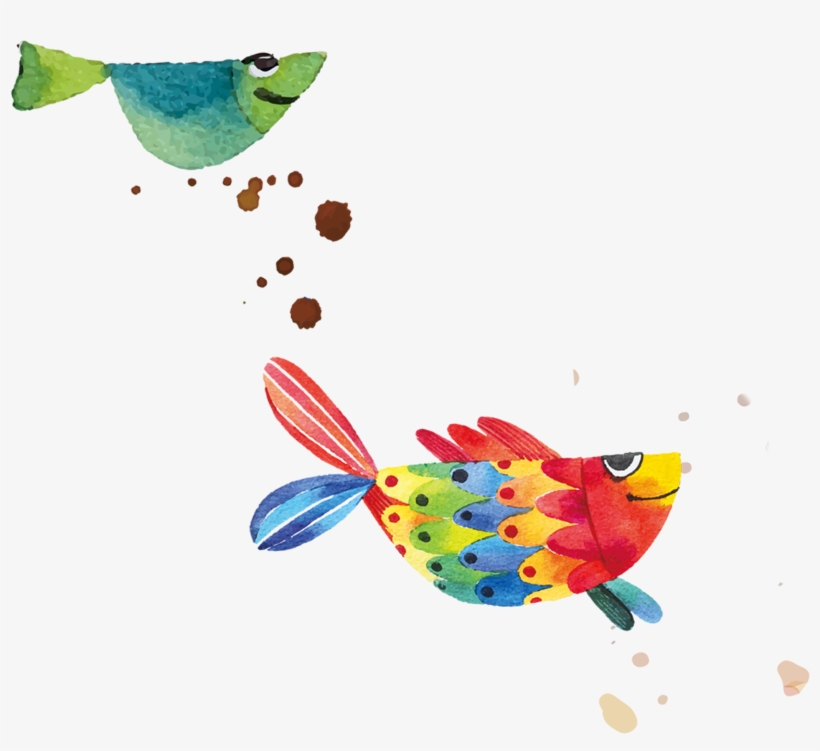 Creative Color Cartoon Fish 2480*2337 - Jesspad U-shape Travel Pillow Watercollor Smiling Fish, transparent png