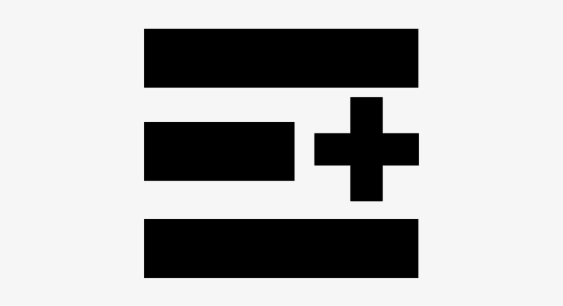 Three Horizontal Lines With Plus Sign Vector - Plus Sign, transparent png