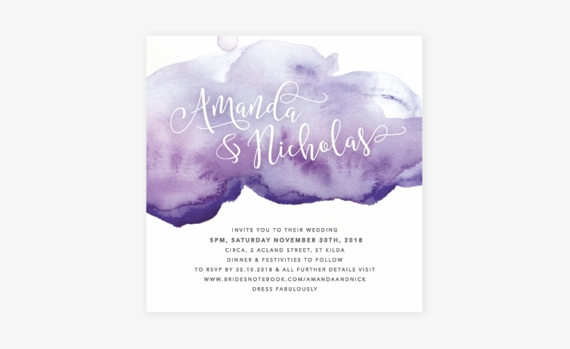 Watercolour Invitation - Purple - Poster, transparent png