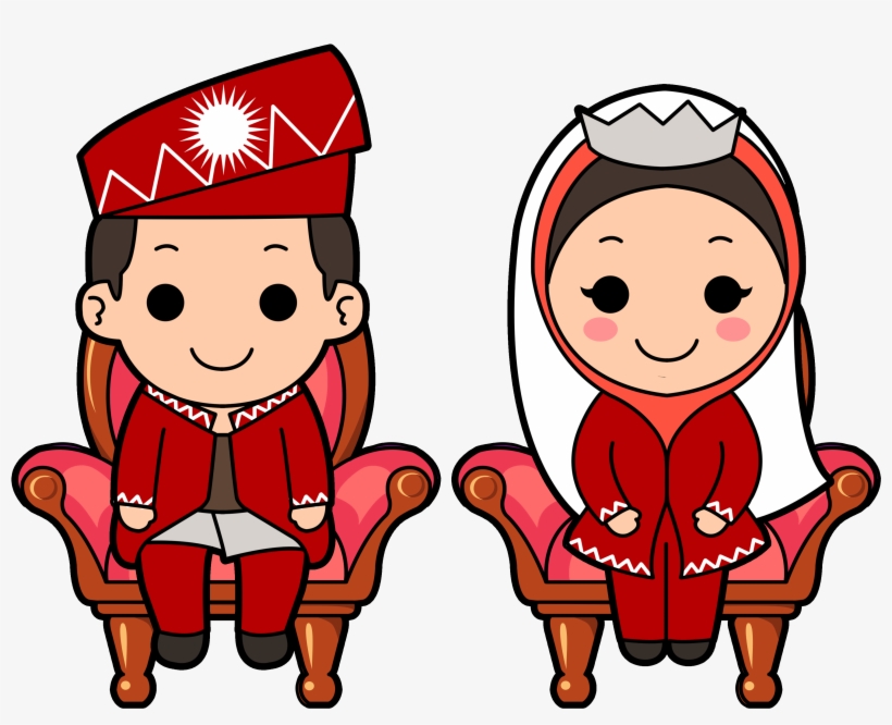 Muslim Wedding Cartoon - Muslim Wedding Couple Cartoon Png, transparent png