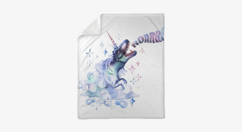 Watercolor Tyrannosaurus With Unicorn Horn And Mane - T Rex Watercolor, transparent png