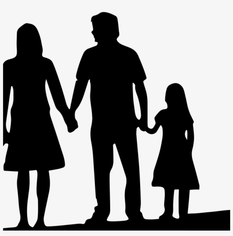 Free Family Silhouette Clip Art 19 4 Person Family - Family Cartoon Black And White, transparent png