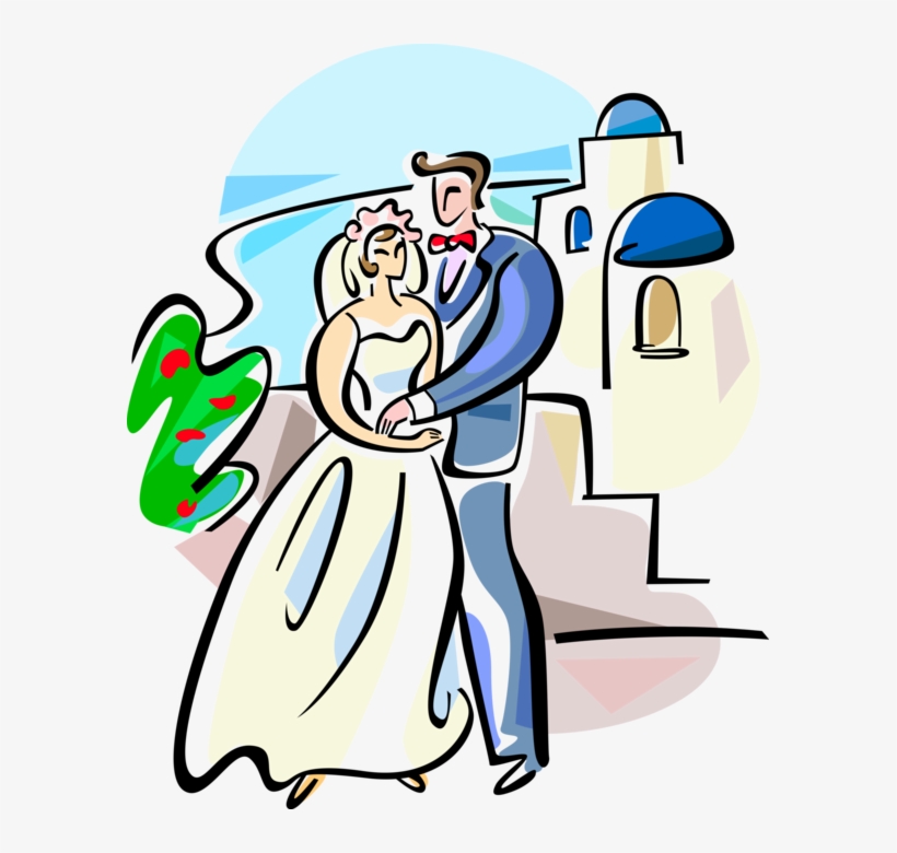 Vector Illustration Of Greek Marriage Wedding On Island - Greek Wedding Clip Art, transparent png