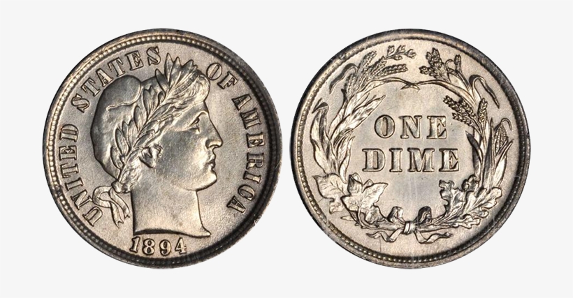 10c 1894 Ms61 Or Stx - 1894 S Barber Dime, transparent png