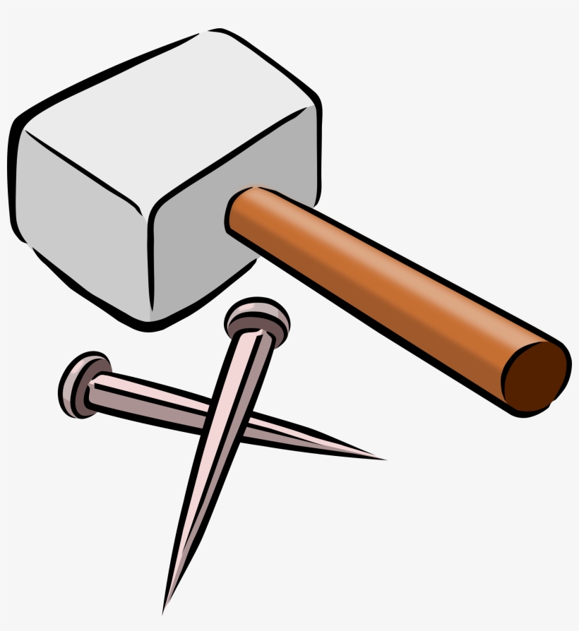 Hammer Clipart No Background Solid Color - Hammer And Nails Cartoon