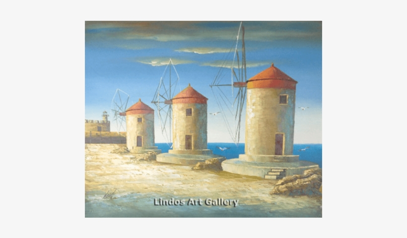 Rhodes Windmills Oil Painting - Lindos Art Gallery, transparent png