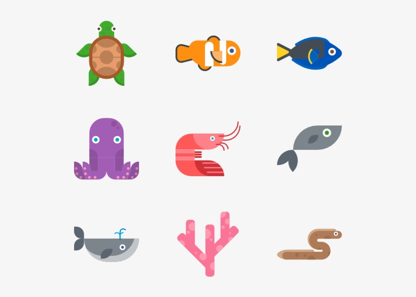 Aquatic Animal Collection - Vector Graphics, transparent png