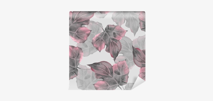 Seamless Background With Watercolor Leaves Wall Mural - Illustration, transparent png