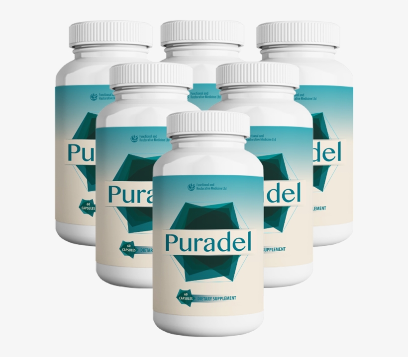 6x Puradel - Plastic Bottle, transparent png